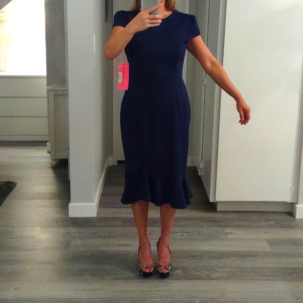 Betsy Johnson ruffled bottom navy blue dress.